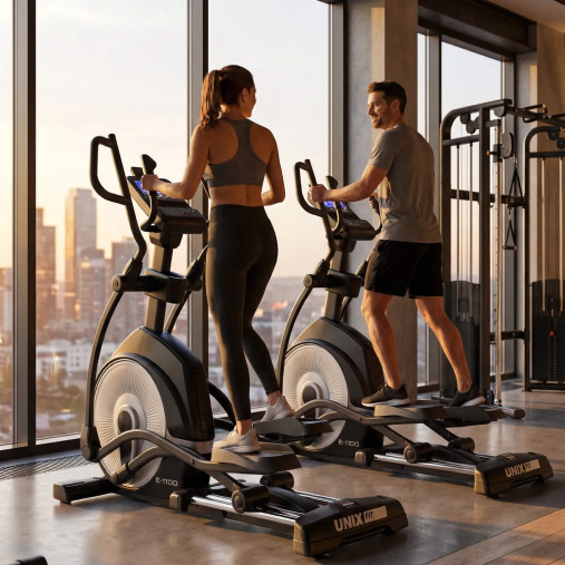 Эллиптический тренажер UNIX Fit E-1100 (LED) PRO полукоммерческий профессиональный с автонаклоном