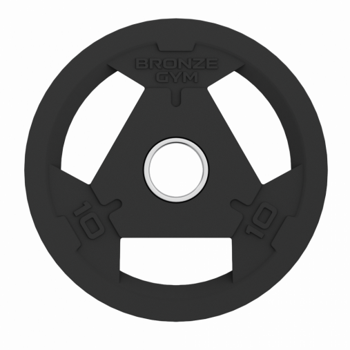 Диск олимпийский BRONZE GYM обрезиненный 10 кг с тремя хватами
