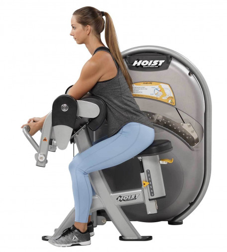 Силовой тренажер Бицепс сидя HOIST CL-3102 (матовый черный/черный) грузоблочный со встроенным стеком 91 кг