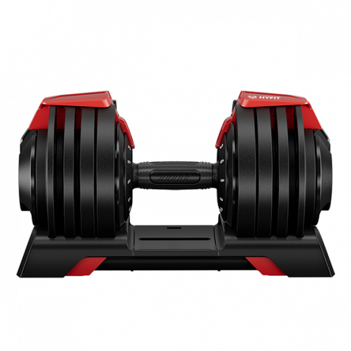 Пара регулируемых гантелей HYFIT SINGLE 24 кг (переключение поворотом ручки) в комплекте со стендом