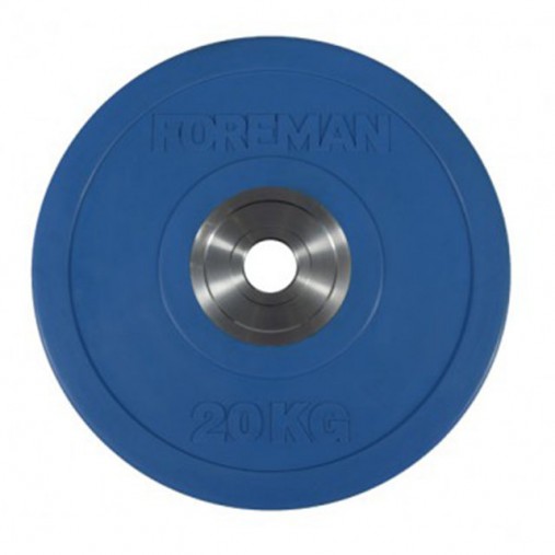 Диск бампированный обрезиненный цветной FOREMAN FM/BM-20KG-BL, вес: 20 кг Диск бампированный обрезиненный цветной FOREMAN FM/BM-20KG-BL, вес: 20 кг