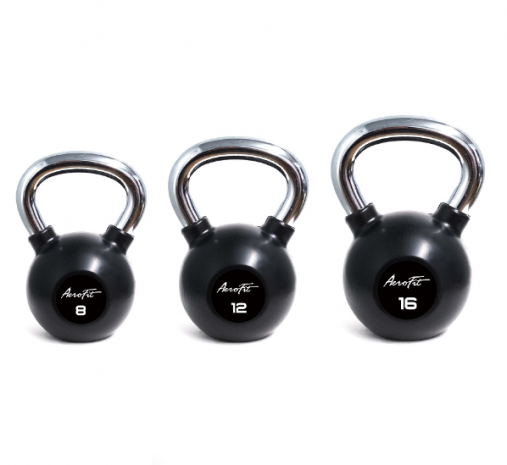 Гиря обрезиненная с хромированной рукояткой, AeroFit, 20 кг.