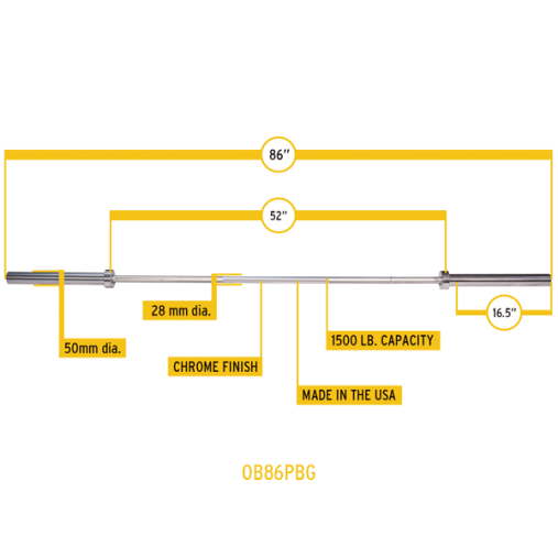 Гриф олимпийский (золото) 2180см, Ф50 Body-Solid OB86PBG