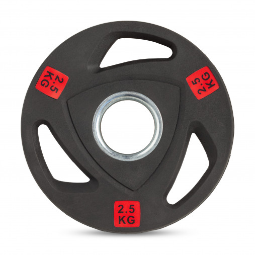 Диск 51 мм. полиуретановый с 3-мя хватами 2,5 кг VictoryFit олимпийский Диск 51 мм. полиуретановый с 3-мя хватами 2,5 кг VictoryFit олимпийский