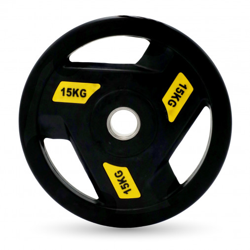 Диск обрезиненный с 3-мя хватами 15 кг UNIX Fit PRO, 51 мм, олимпийский, желтый Диск обрезиненный с 3-мя хватами 15 кг UNIX Fit PRO, 51 мм, олимпийский, желтый