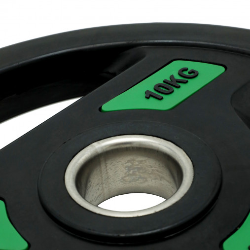 Диск обрезиненный с 3-мя хватами 10 кг UNIX Fit PRO, 51 мм, олимпийский, зеленый Диск обрезиненный с 3-мя хватами 10 кг UNIX Fit PRO, 51 мм, олимпийский, зеленый