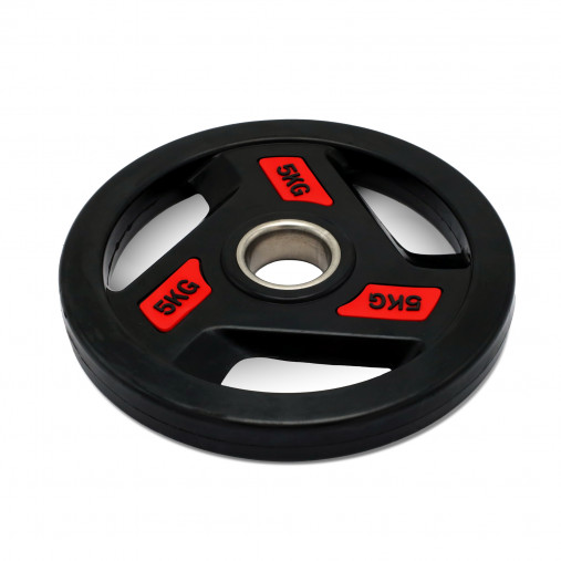 Диск обрезиненный с 3-мя хватами 5 кг UNIX Fit PRO, 51 мм, олимпийский, красный Диск обрезиненный с 3-мя хватами 5 кг UNIX Fit PRO, 51 мм, олимпийский, красный