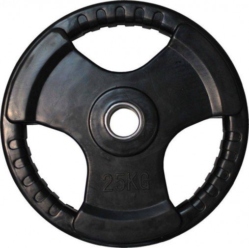 Диск обрезиненный черный, тройной хват, D 51 мм, 25 кг