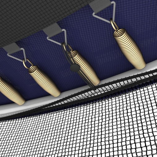 Батут пружинный с защитной сеткой UNIX line SUPREME GAME 16ft (синий) + баскетбольный набор