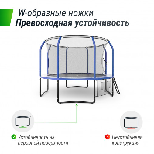 Батут UNIX line SUPREME GAME 10 ft (3,05 м) синий, с внутренней защитной сетью и лестницей Батут UNIX line SUPREME GAME 10 ft (3,05 м) синий, с внутренней защитной сетью и лестницей