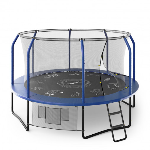 Батут каркасный UNIX line 12 ft (3.66 м) SUPREME GAME (синий) с внутренней защитной сетью