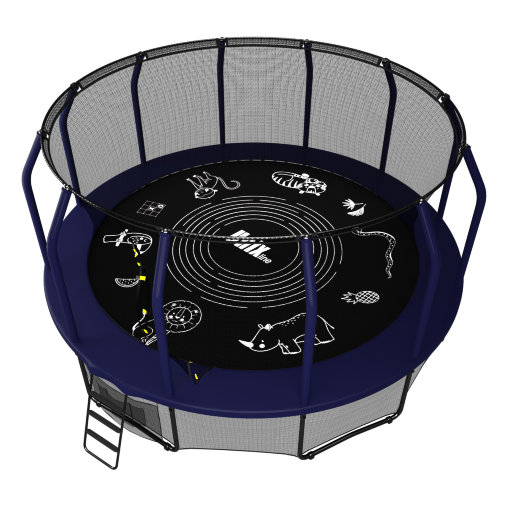 Батут каркасный UNIX line 14 ft (4.27 м) SUPREME GAME (синий) с внутренней защитной сетью и лесницей