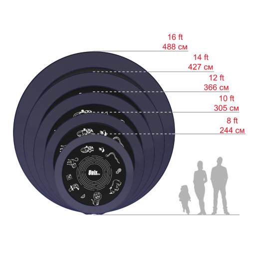 Батут каркасный UNIX line 14 ft (4.27 м) SUPREME GAME (синий) с внутренней защитной сетью и лесницей