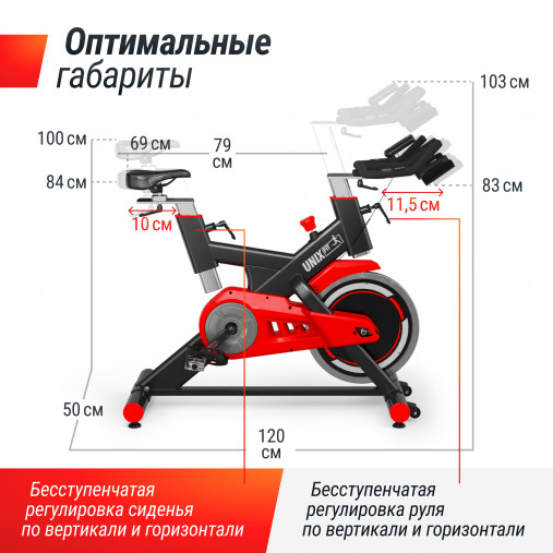 Велотренажер Спин-байк UNIX Fit SB-500 Black с магнитной нагрукой