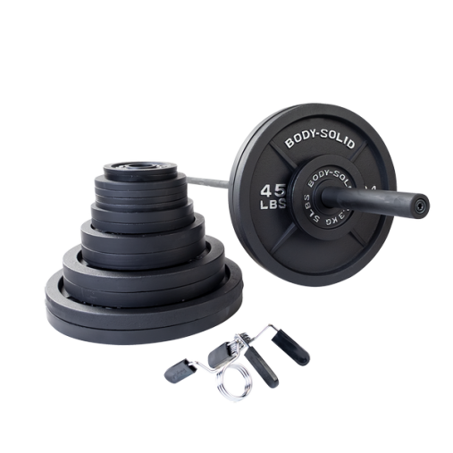 Штанга олимпийская наборная 180 кг Body-Solid Retro USA с железными черными блинами и грифом 218 см (замки в комплекте)