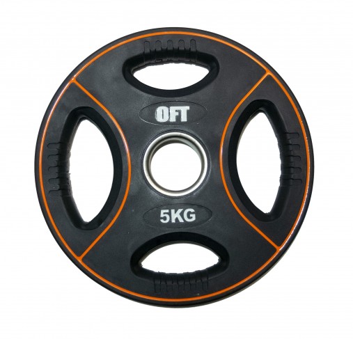 Набор черных олимпийских дисков 51 мм OFT DPU 1,25-20 кг (общий вес 107,5 кг) полиуретановых с хватом Набор черных олимпийских дисков 51 мм OFT DPU 1,25-20 кг (общий вес 107,5 кг) полиуретановых с хватом