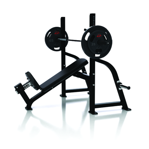 Наклонная олимпийская скамья со стойками Matrix G1-FW164 (черная)