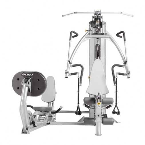 Мультистанция Hoist V4-Elite Gym вместе с опцией Жим ногами с подвижной платформой и спинкой Hoist VR-LP 
